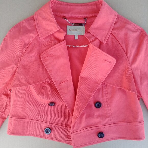 Ports International orange cotton cropped double breasted jacket size 6 - Picture 7 of 14